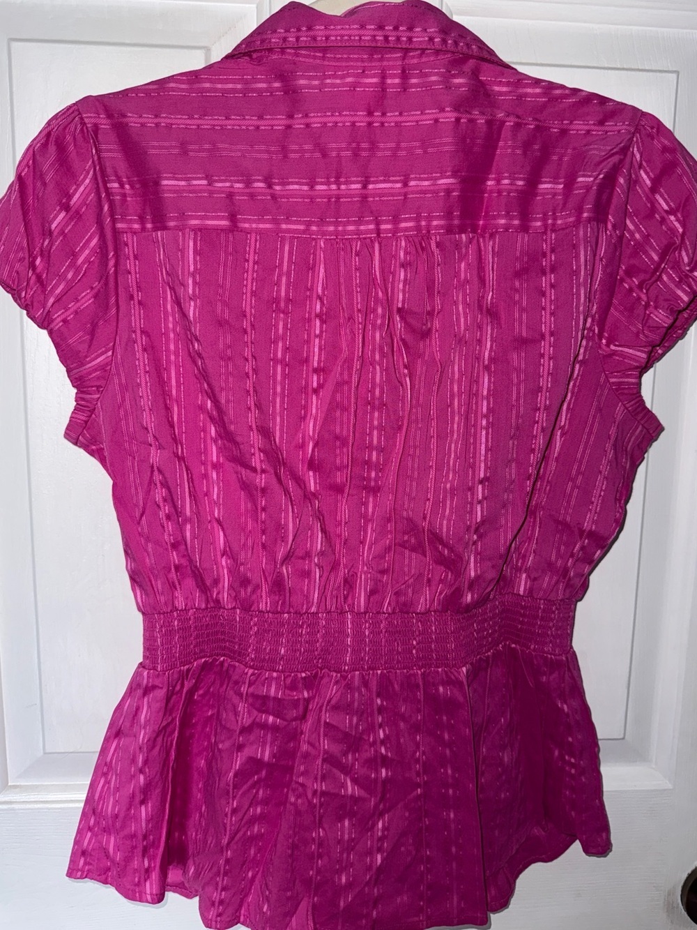 Candie's Hot Pink Button-Front Tie-Waist Blouse - Picture 5 of 6